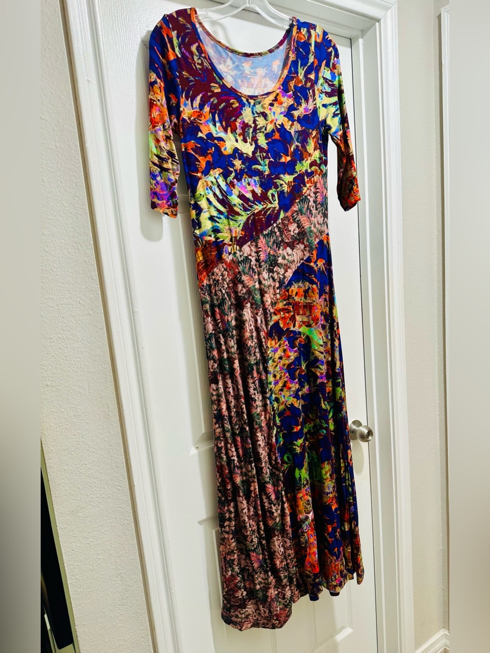 Soft Surroundings Multicolor Floral Maxi Dress - Blue, Orange, Pink, Green